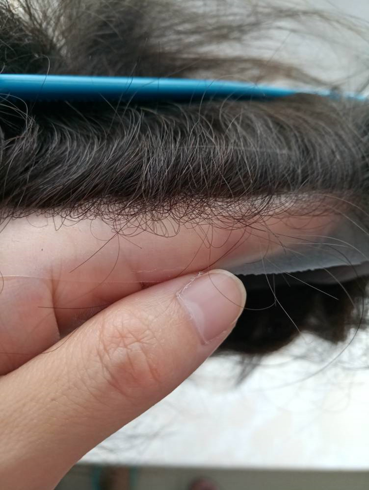 Stock unvisible Ultra thin skin 0.02-0.03mm v loop hair toupee for men QM055